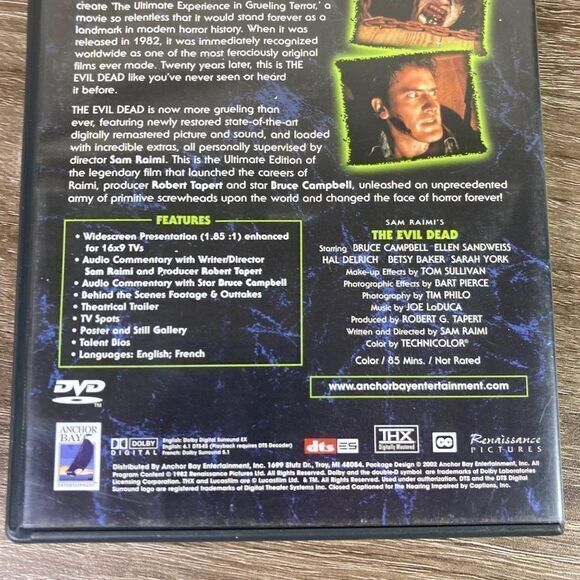 The Evil Dead 1982, DVD 1 Disc Set Case 013131190397 Horror Zombie‎ - Picture 8 of 12